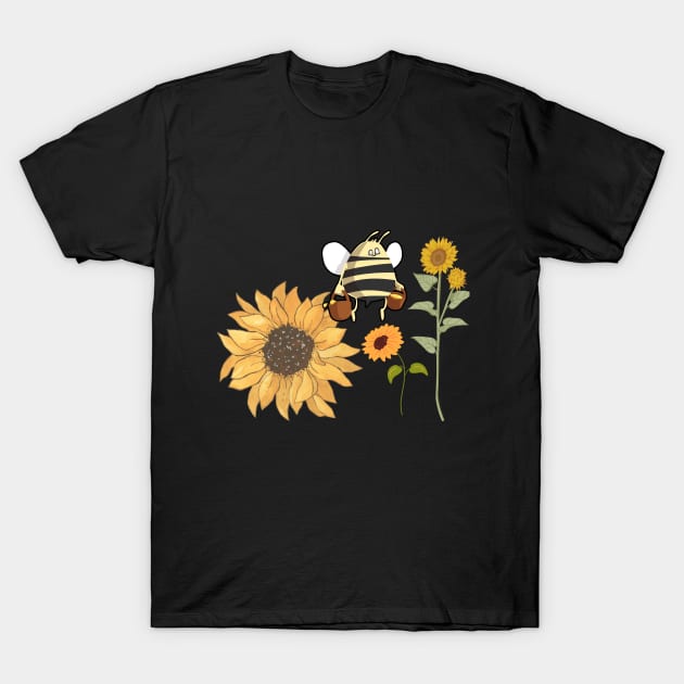 Sunflower and Fatty Bee T-Shirt by Color by EM